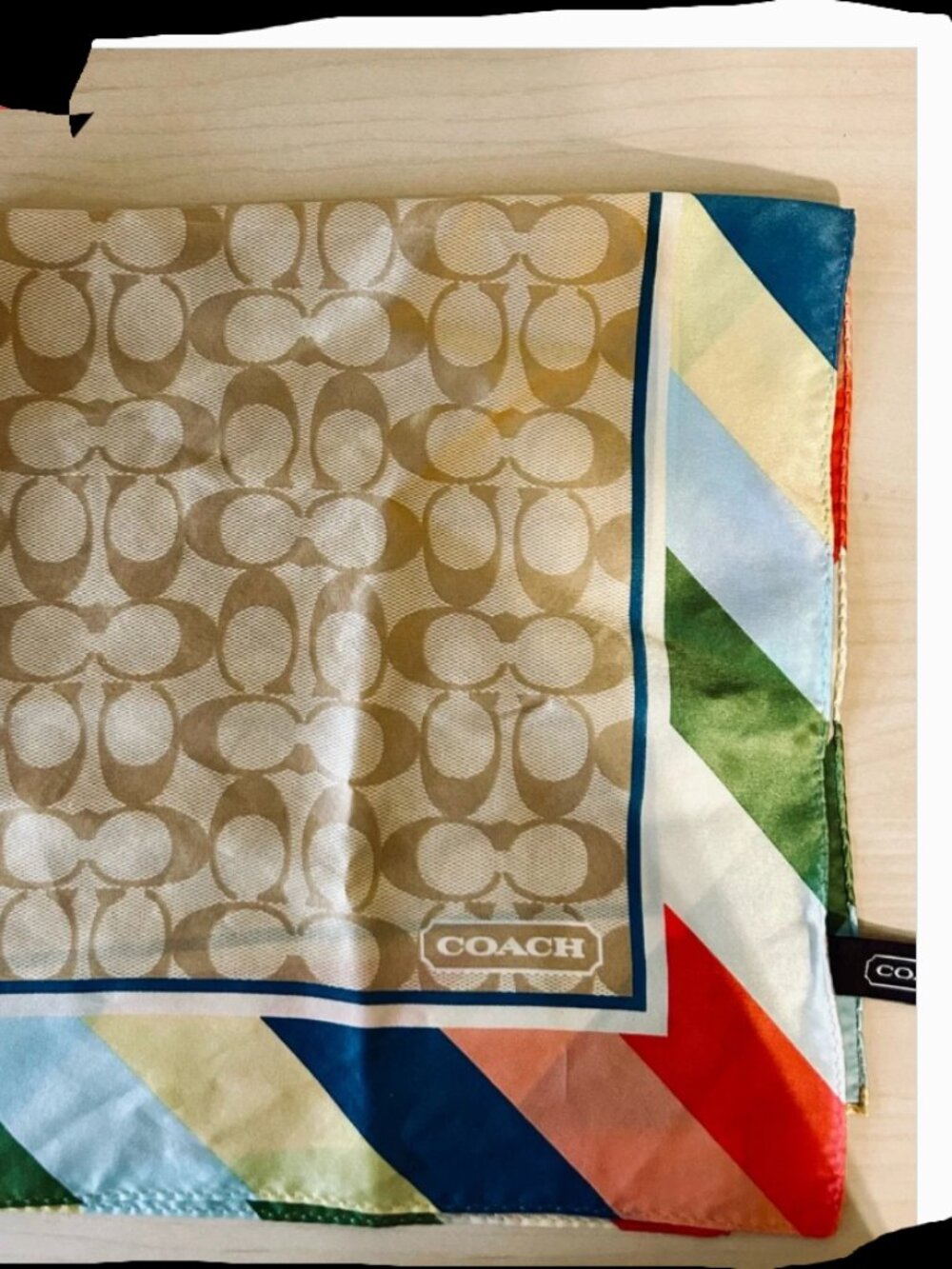 Coach 100% Silk Scarf – Signature Print – With COA – Rare Collector Piece